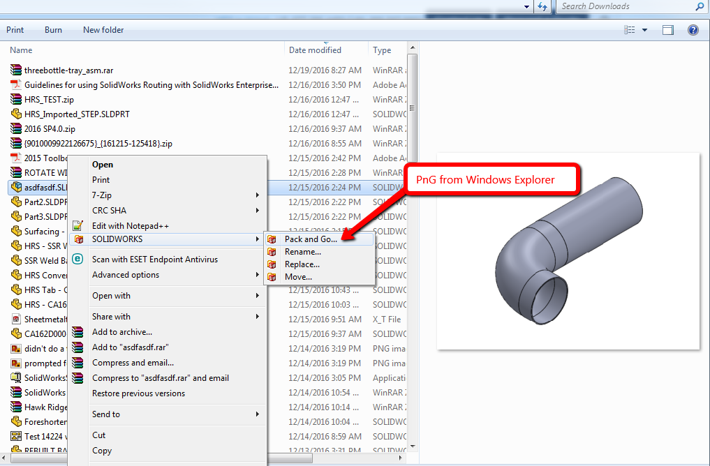 A pack and go from windows explorer