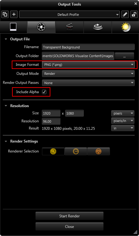 Visualize] How to Export an Rendered Image with Transparent Background –  Hawk Ridge Systems Support