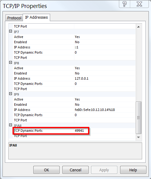 TCP Dynamic Port under IPALL
