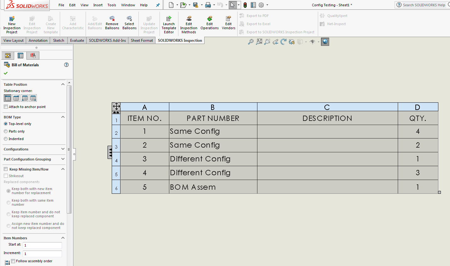 make a configuration of an assembly in solidworks with different parts