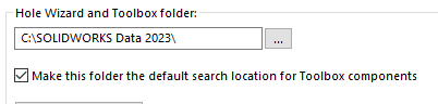 The option checked for Make this folder the default search location for Toolbox components