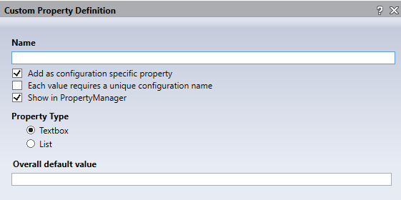 Image of the custom property definition menu