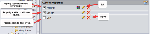 Image of how to enable different properties of a component