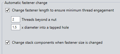 image of the automatic fastener change dialog box