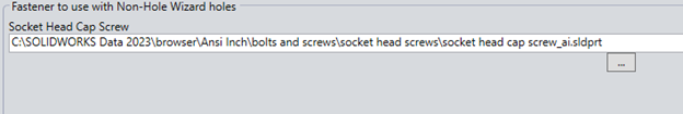 Image of the fastener to use twith non-hole wizard holes dialog box