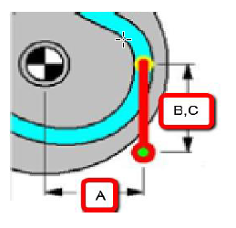 Image of the offset dtance and offset length for swing follower only
