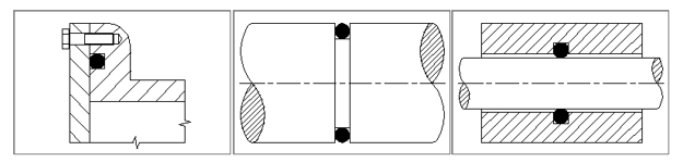 Image of the O-ring grooves tabs you can use. face o-ring, external -ring grooves, and internal o-ring grooves.