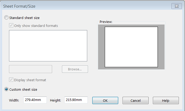 sheet format list in sheet properties is blank