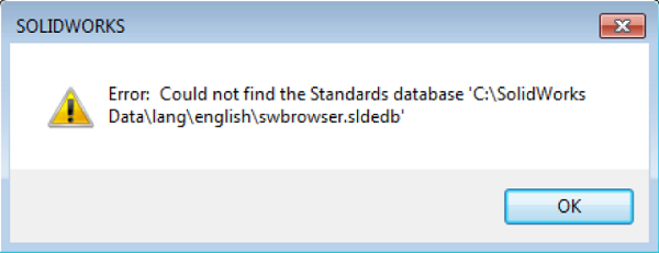 error: could not find the standards database ...sldedb