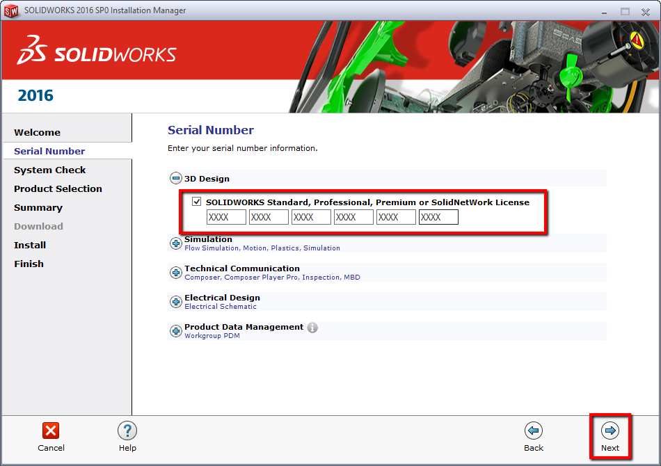 Serial Number Selection Page