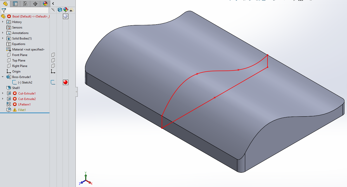Edited Sketch to Spline Errors shown in feature tree