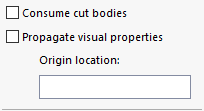 Image of options for Consume cut bodies, visual properties, and origin