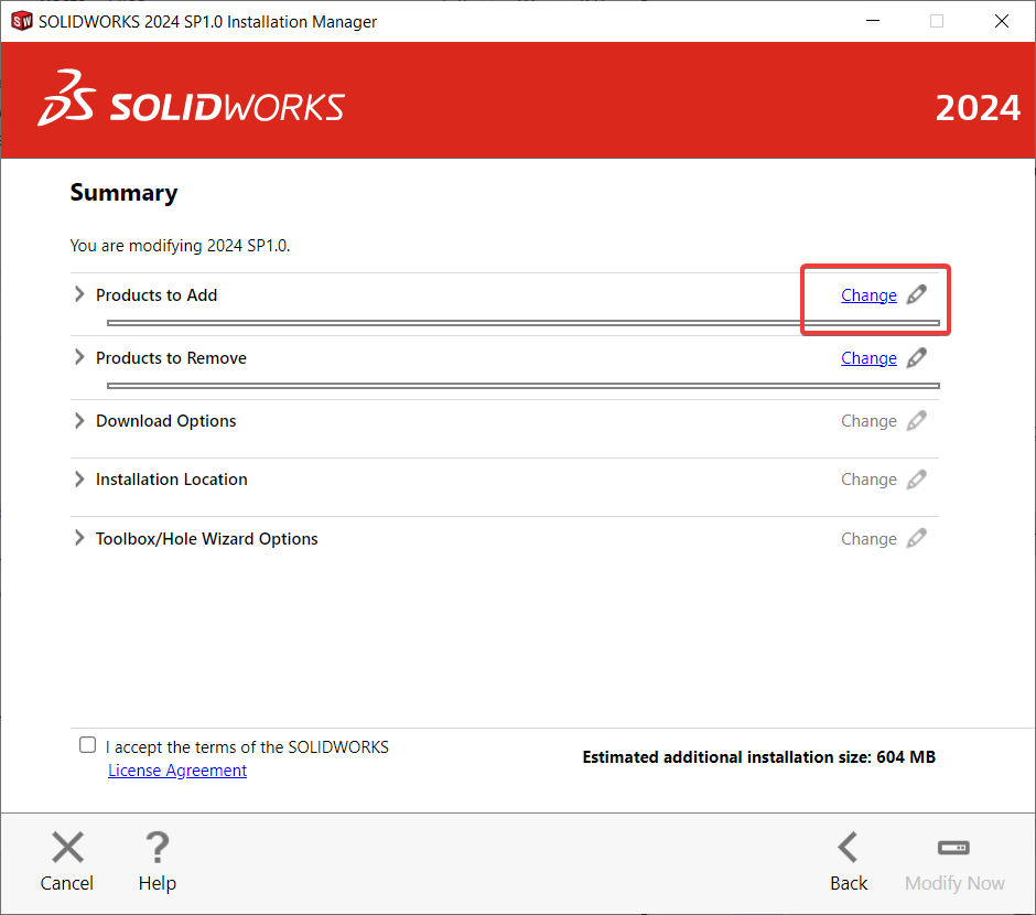 Changing Products to Add
