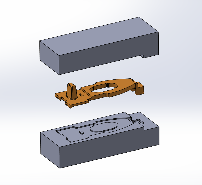 Image of the final result with the part and the mold