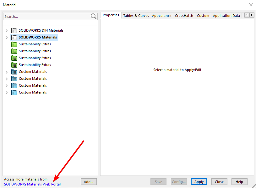 Access SOLIDWORKS Materials Web Portal.png