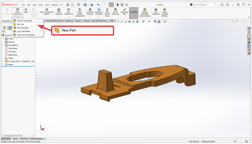 Image of the Insert Components New Part option