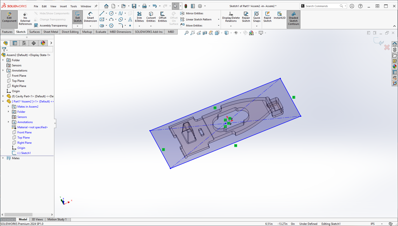 Image of the sketch for the cavity base