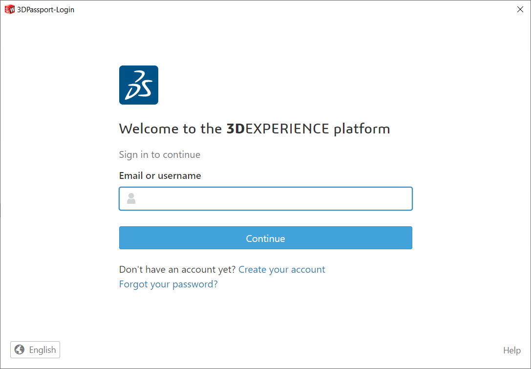 The 3DEXPERIENCE ID Login window seen when launching SOLIDWORKS.