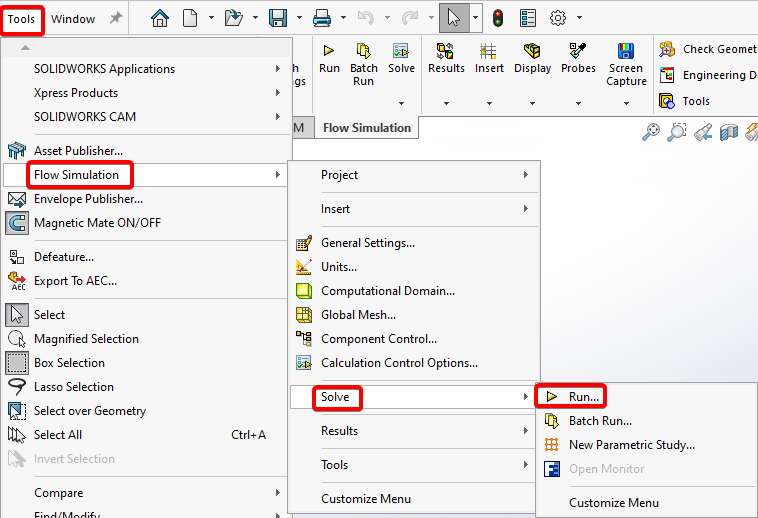 Access Flow Simulation Run Command from Tools.png