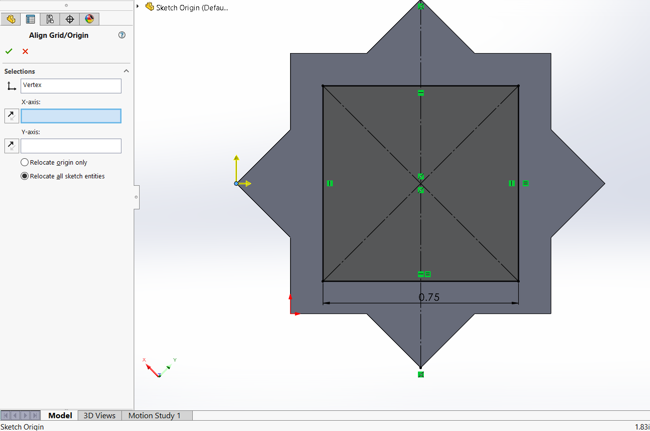 Align Grid/Origin tool with Vertex selected