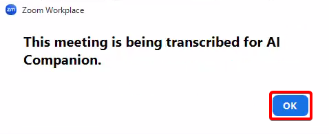 AI Transcription Message