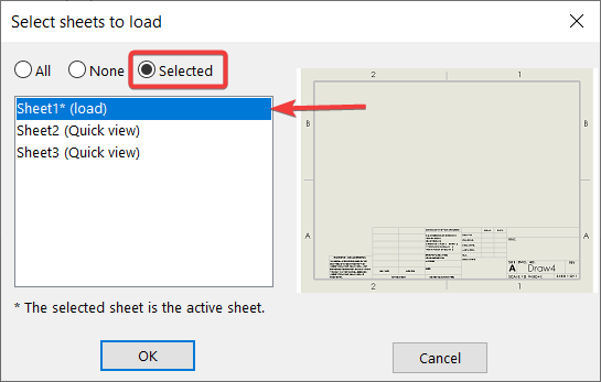Loading one specific sheet in Quick View