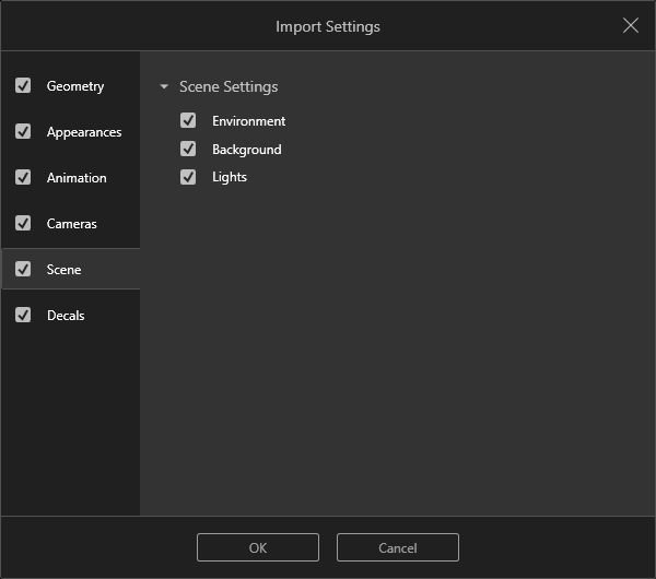 import settings dialog, switched to Scene tab.png