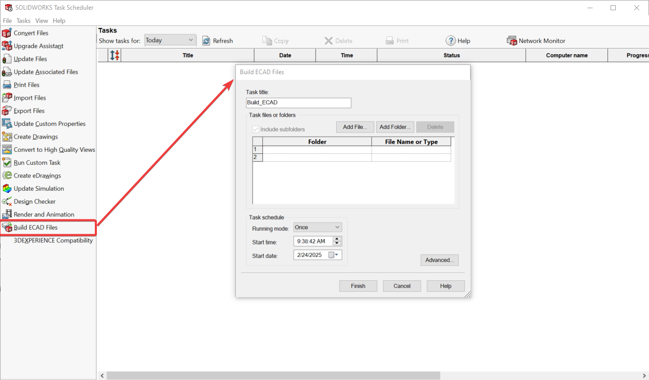 Opening the Build ECAD Files Window
