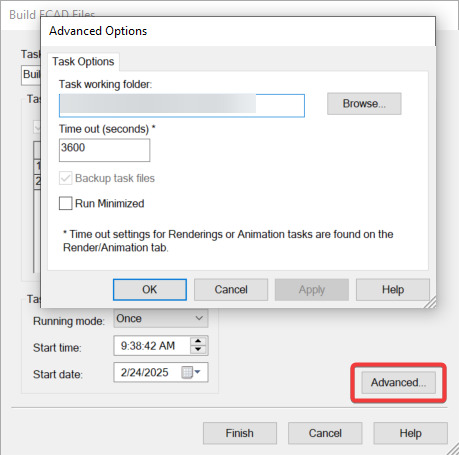 Advanced Options Window