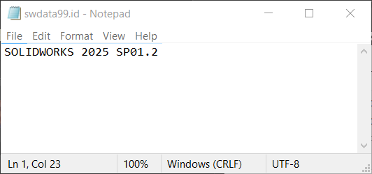 Source Folder Version swdata99 syntax 2025 SOLIDWORKS