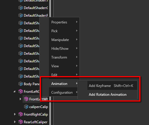 Right Click Model Tree Rotation Animation