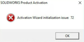 Image of Activation Wizard initialization issue: 72 error