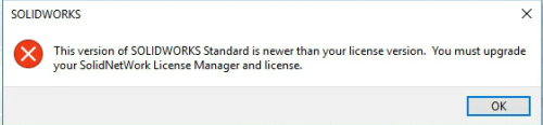 Image of newer version than license manager message