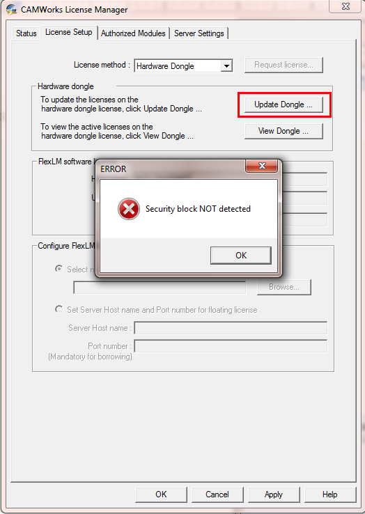 Error: Security block NOT detected