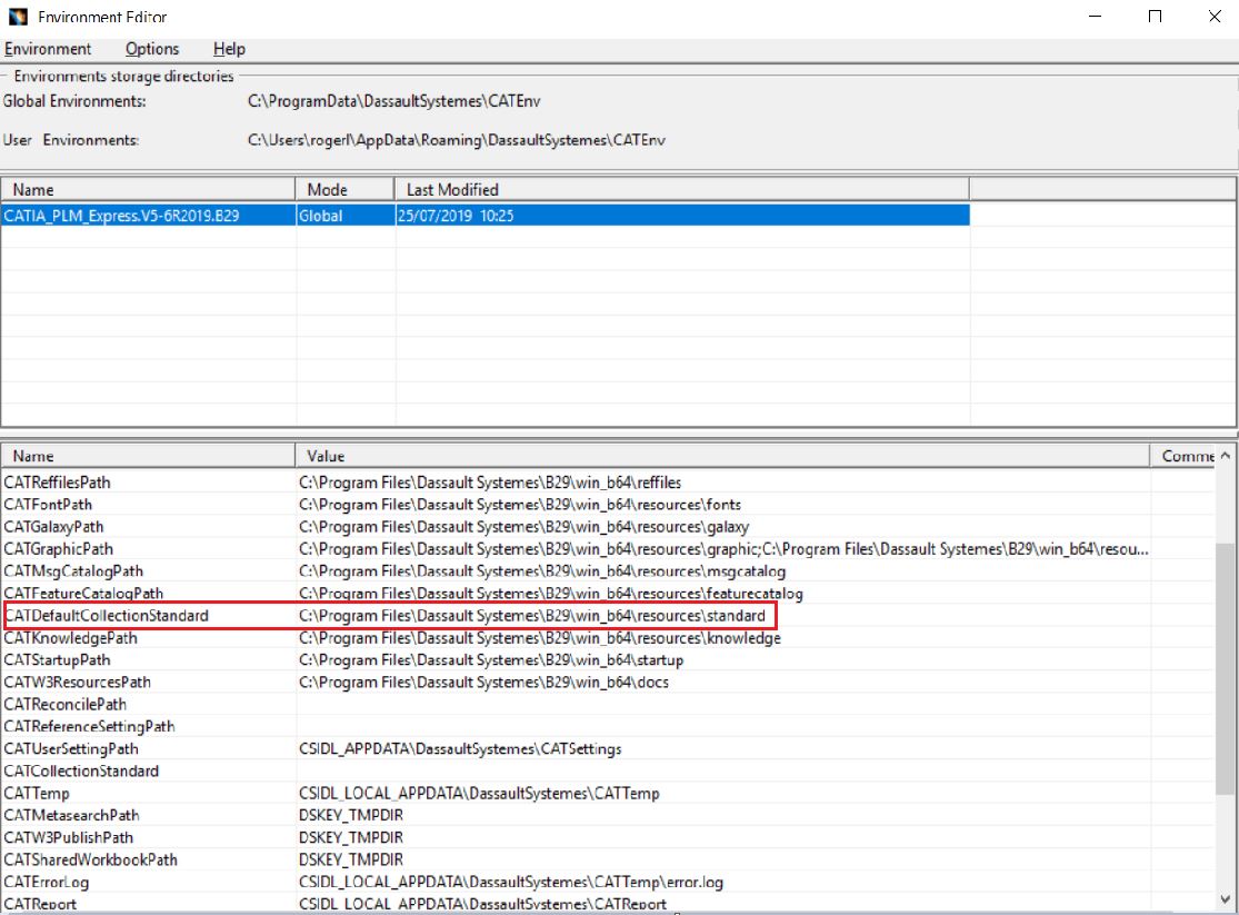 catia environment variables