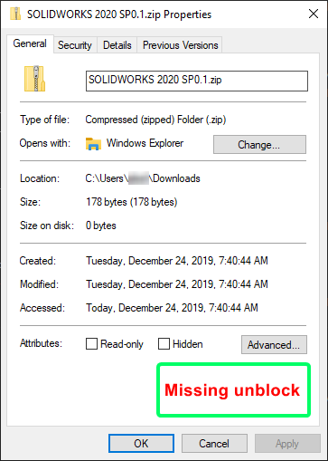 No Unblock Option Zip File