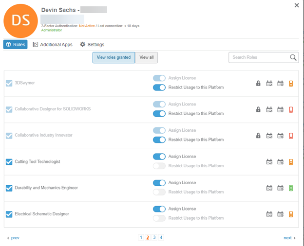 The Member Details page for a user, with some roles showing no locks, indicating they can be removed.