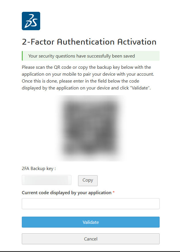 2FA QR Code Activation