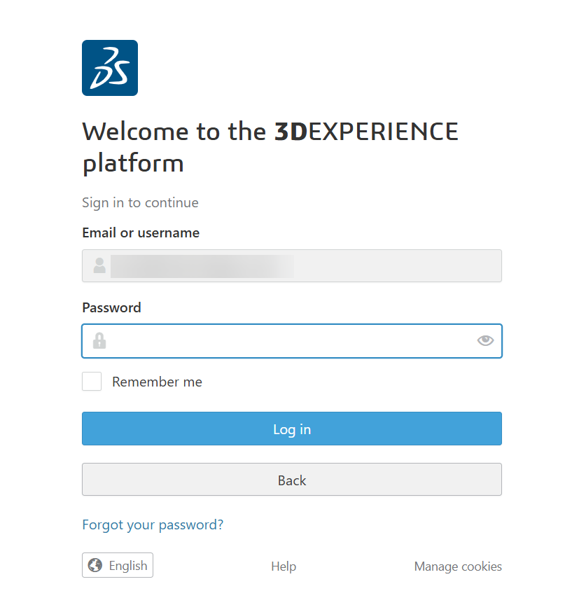 3DExperience ID Log In Page