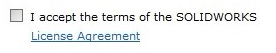 Checkbox for the license agreement