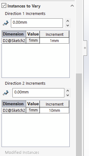 Instances to value property box. Add increment values here.
