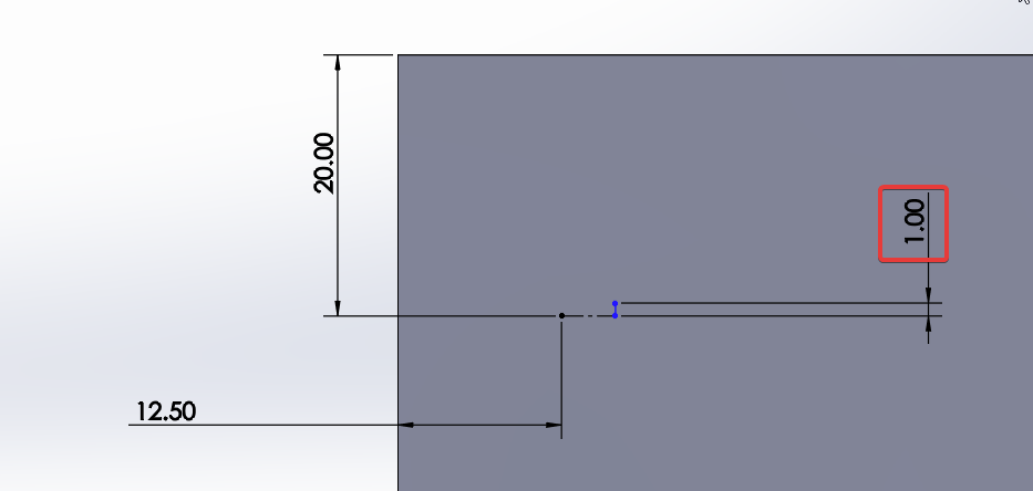 dimension on a construction line that will be used as the incremented sketch text value is highlighted. It's set at 1.