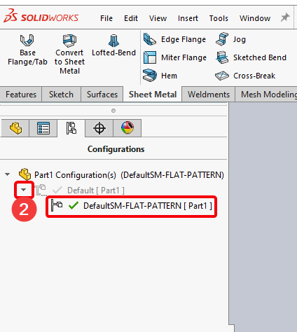 activate flat pattern configuration