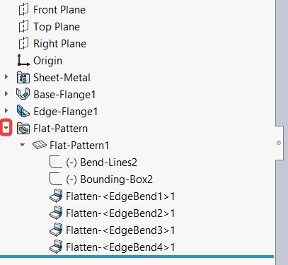 Expand Flat Pattern folder in feature tree