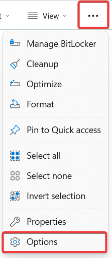 Access Folder Options in Windows File Explorer