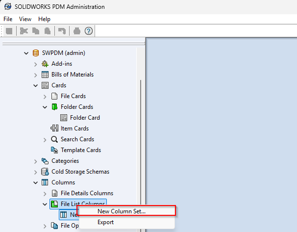 Right-click on Columns and select New Column Set.