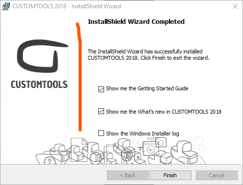 CustomTools Installation Window Completion Screen.