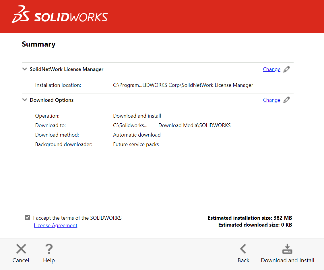 SOLIDWORKS Installation Summary