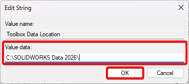edit string value data and hit ok