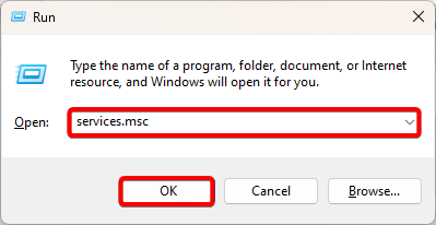 type and run services application